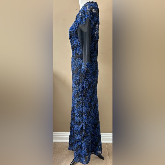 Shoshanna Midnight Raven Black Blue Floral Lace Dress Evening Gown Size 6 NWT - Picture 7 of 12